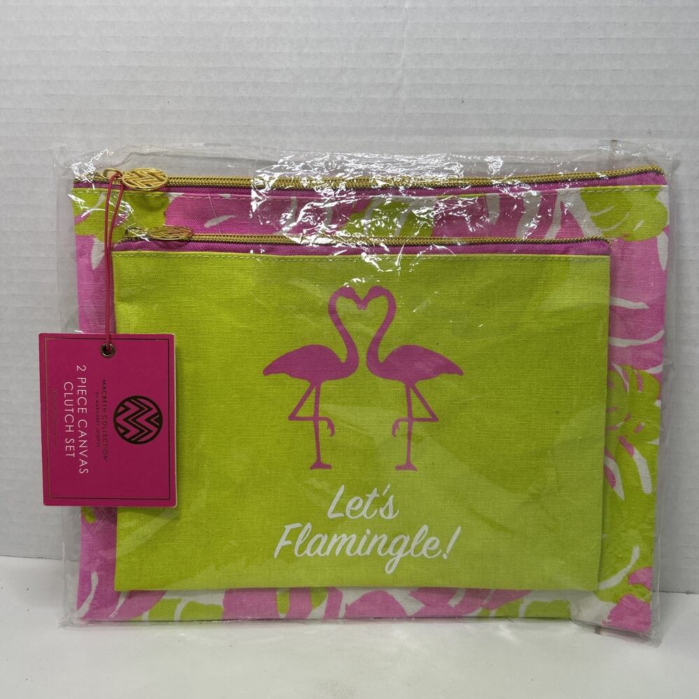 Macbeth Collection by Margaret Josephs Let's Flamingle Zip Pencil Makeup Clutch